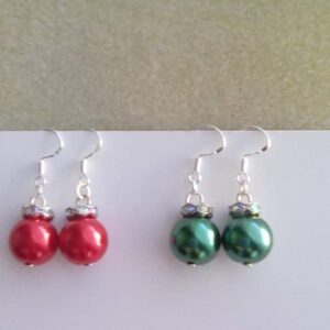 Aura Red & Dark Green Earrings